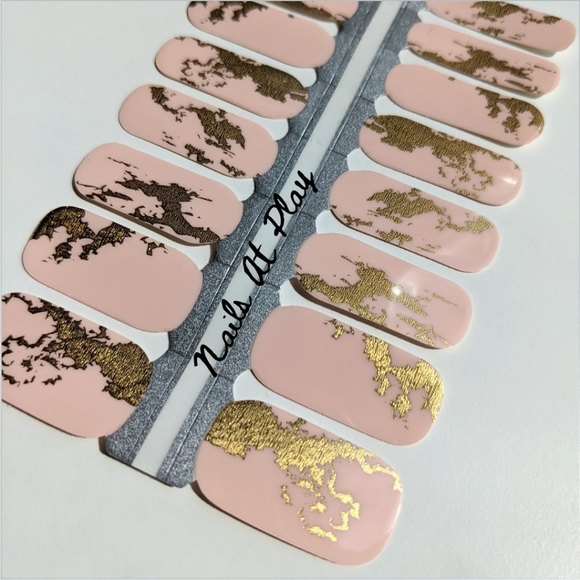 5 for $20 Nail Wraps- Pink Gold Leaf - Picture 3 of 9